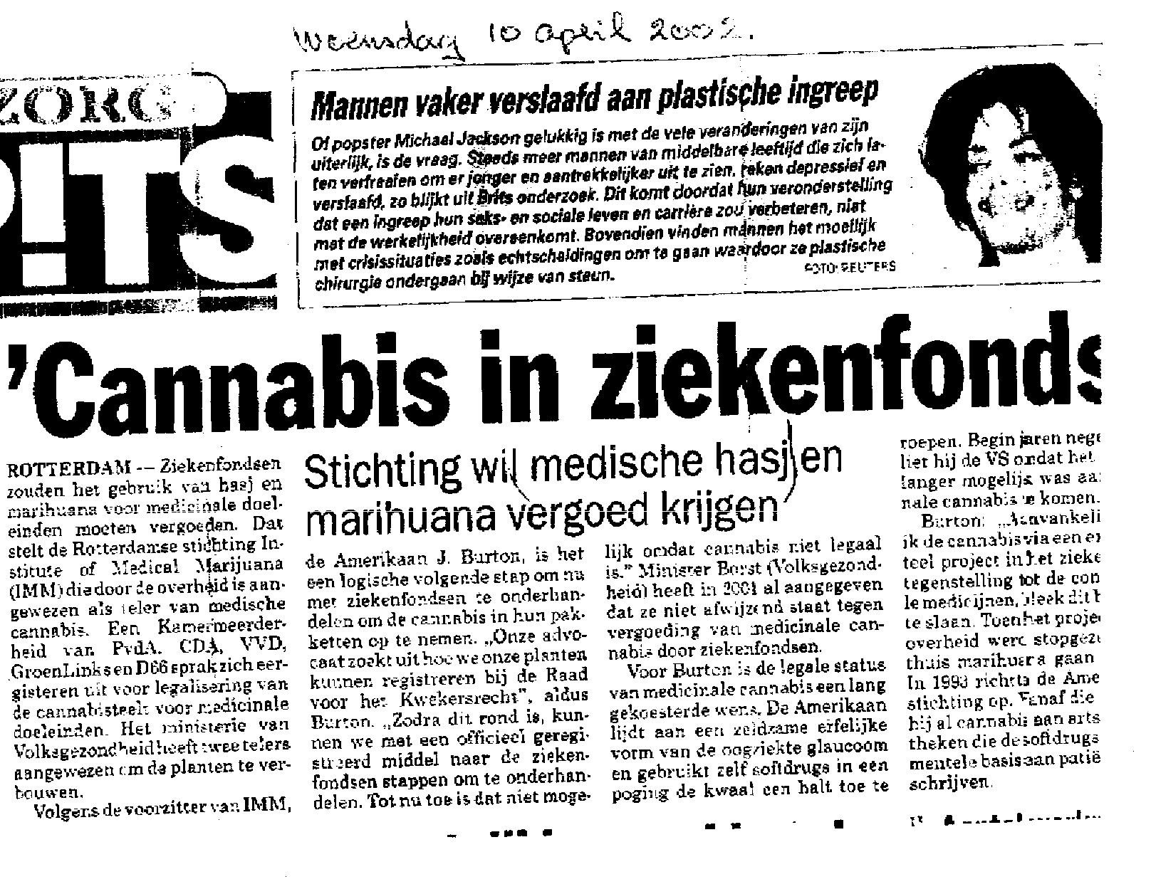 newspaper article April 10, 2002